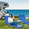 Costway 3-Piece Beach Lounge Chair Mat Set 2 Adjustable Lounge Chairs with Table Blue\Stripe